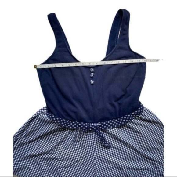 Vintage One Piece Romper Shorts Bathing Suit Blue Plaid Checkered one piece - Picture 5 of 13